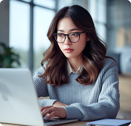 Professional woman working on laptop